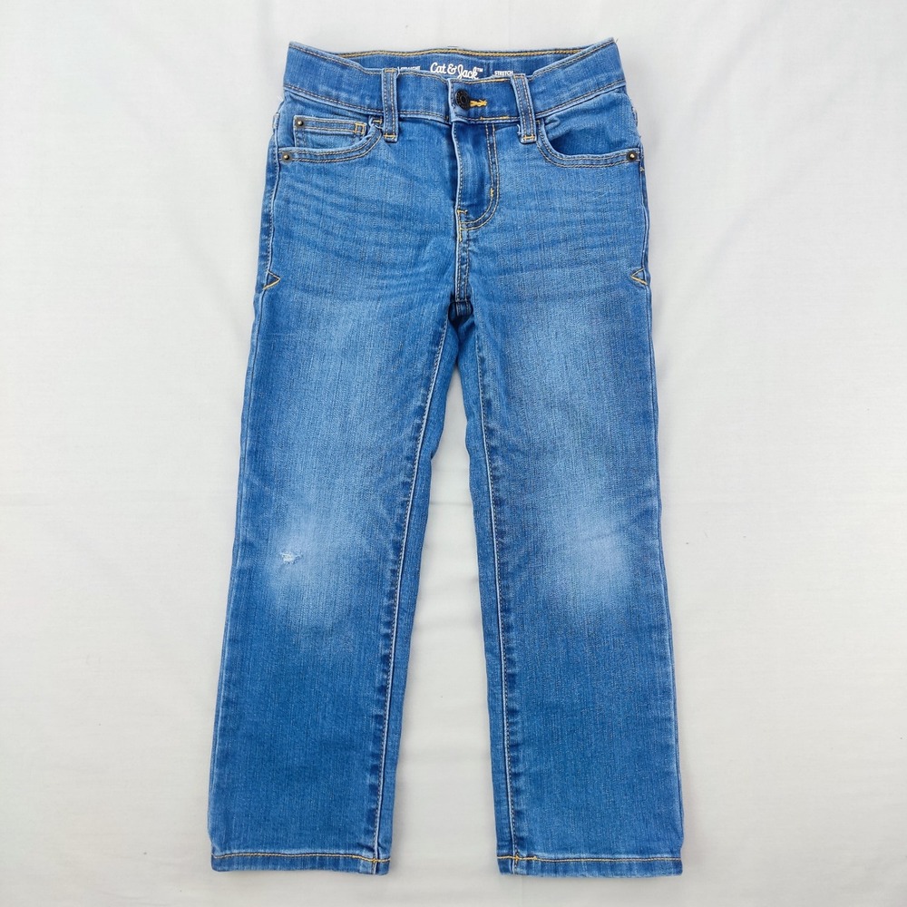 Cat & Jack Jeans Kids Size 5 Blue Straight Stretch Denim Pants Medium Wash